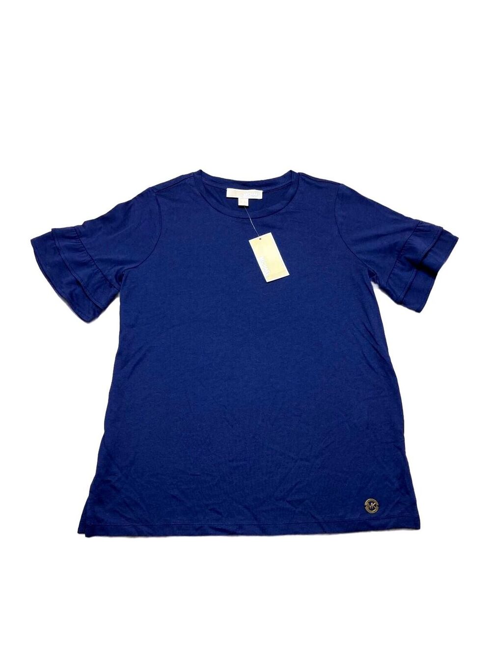 Michael Kors Navy Blue Ruffle Sleeve T-Shirt Size S